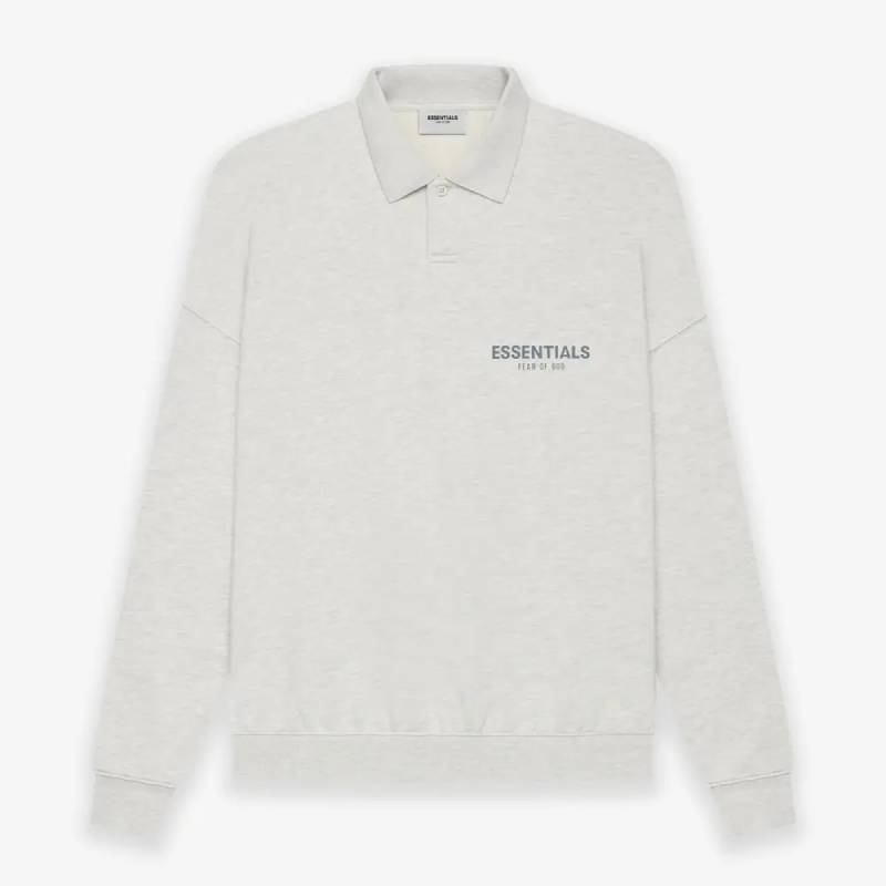 Fear of God ESSENTIALS Long Sleeve Polo Sweatshirt Gray Fear of God ESSENTIALS Long Sleeve Polo Sweatshirt Gray