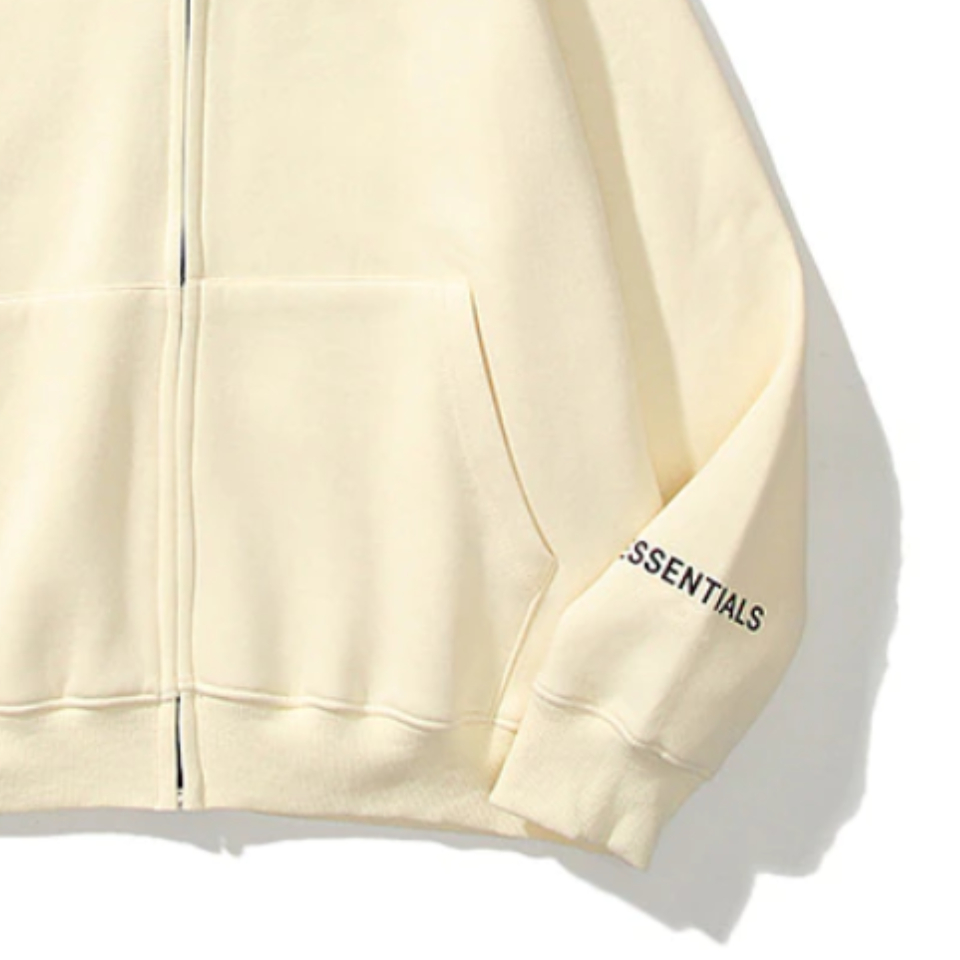 Essentials Zip-up Oversized Hoodie – Cream Essentials Zip-up Oversized Hoodie – Cream